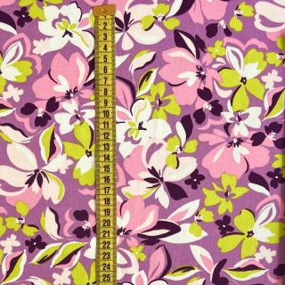 Tkanina trenirka Bright flowers design pink lime