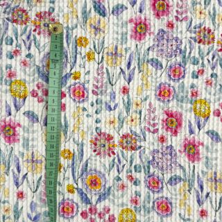 Pamuk s vafl vezom Flowers digital print