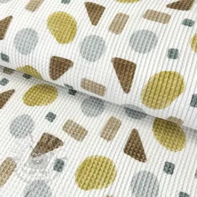 Pamučni vafel Shapes yellow digital print