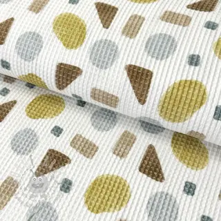 Pamučni vafel Shapes yellow digital print