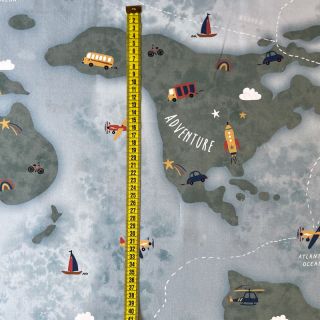 Pamučna tkanina Adventure map light blue digital print