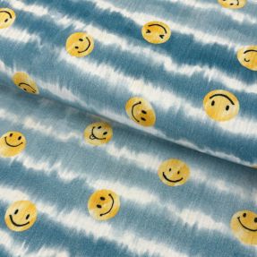 Dvostruka gaza/muslin Happy faces jeans digital print