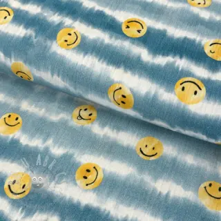 Tetra Tkanina/Muslin Happy faces jeans digital print