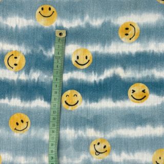 Dvostruka gaza/muslin Happy faces jeans digital print