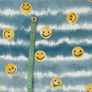 Tetra Tkanina/Muslin Happy faces jeans digital print