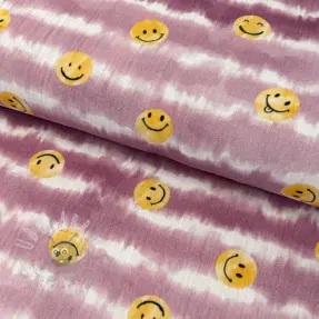 Tetra Tkanina/Muslin Happy faces blush digital print