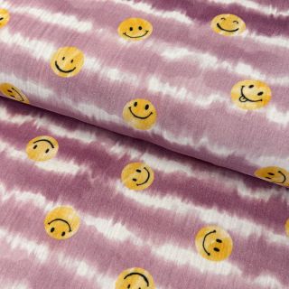 Dvostruka gaza/muslin Happy faces blush digital print