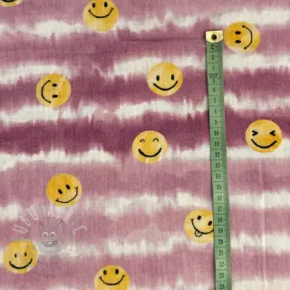 Tetra Tkanina/Muslin Happy faces blush digital print