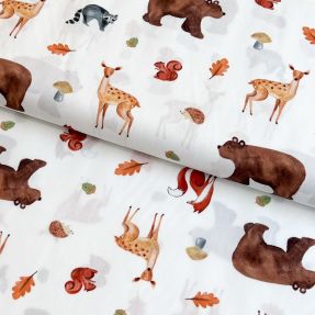Pamuk Animals in the wood white digital print