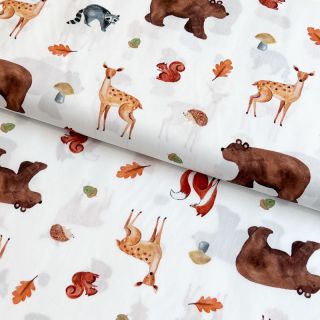 Pamuk Animals in the wood white digital print