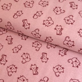 Pamučna tkanina FLANNEL Cats old rose