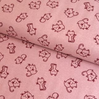 Pamučna tkanina FLANNEL Cats old rose