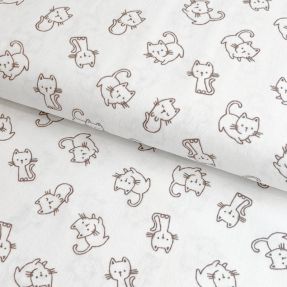 Pamučna tkanina FLANNEL Cats off white