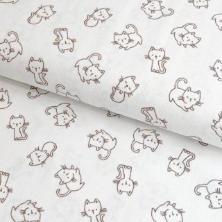 Pamučna tkanina FLANNEL Cats off white