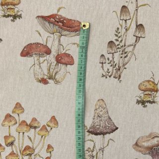 Dekorativna tkanina Linenlook premium Mushroom Hand Drawn digital print