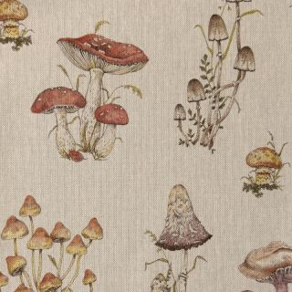 Dekorativna tkanina Linenlook premium Mushroom Hand Drawn digital print
