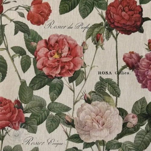 Dekorativna tkanina Linenlook premium Vintage Rose Garden digital print