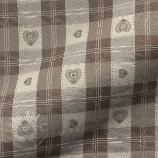 Dekorativna tkanina jacquard DOUBLE FACE Landhaus Heart Check taupe