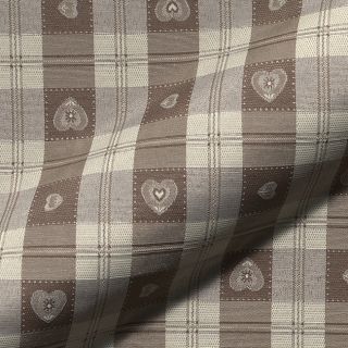 Dekorativna tkanina jacquard DOUBLE FACE Landhaus Heart Check taupe