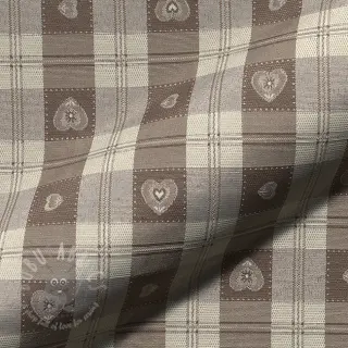 Dekorativna tkanina jacquard DOUBLE FACE Landhaus Heart Check taupe