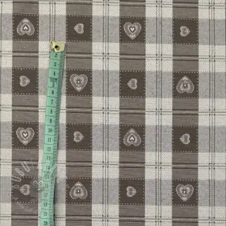 Dekorativna tkanina jacquard DOUBLE FACE Landhaus Heart Check taupe