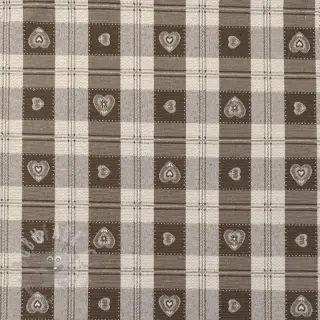 Dekorativna tkanina jacquard DOUBLE FACE Landhaus Heart Check taupe