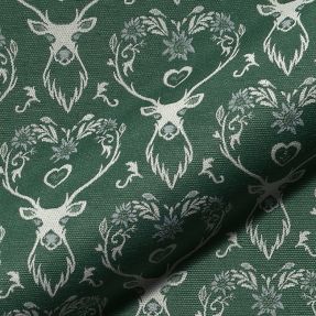 Dekorativna tkanina jacquard DOUBLE FACE Landhaus Deer Heart forest green
