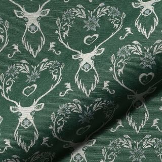 Dekorativna tkanina jacquard DOUBLE FACE Landhaus Deer Heart forest green