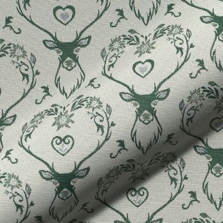 Dekorativna tkanina jacquard DOUBLE FACE Landhaus Deer Heart forest green