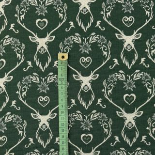 Dekorativna tkanina jacquard DOUBLE FACE Landhaus Deer Heart forest green