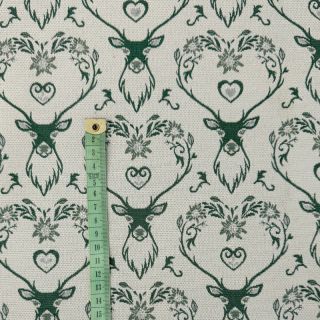 Dekorativna tkanina jacquard DOUBLE FACE Landhaus Deer Heart forest green