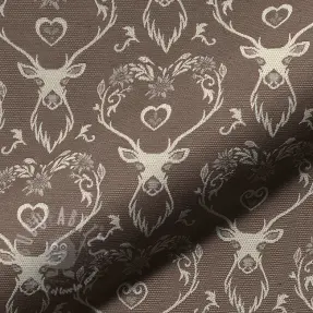 Dekorativna tkanina jacquard DOUBLE FACE Landhaus Deer Heart taupe