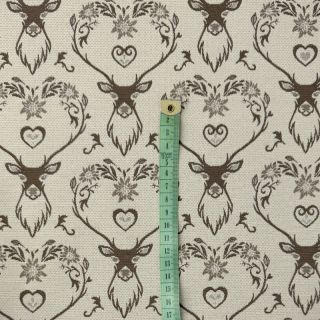 Dekorativna tkanina jacquard DOUBLE FACE Landhaus Deer Heart taupe