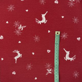 Dekorativna tkanina jacquard DOUBLE FACE Landhaus Mixed Icon dark red