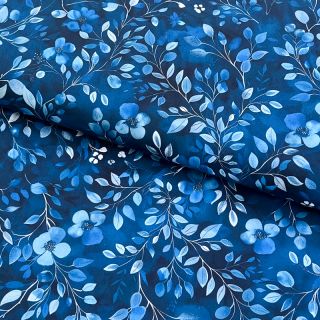 Pamuk Blue leaves digital print
