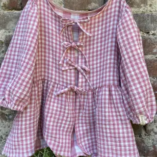 Tetra Tkanina/Muslin Double sided CHECKS MINI mauve