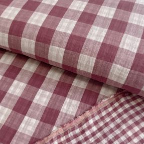 Dvoslojna gaza/muslin Double sided CHECKS MINI rosewood