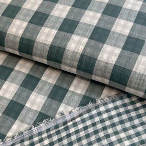 Dvoslojna gaza/muslin Double sided CHECKS MINI cyan