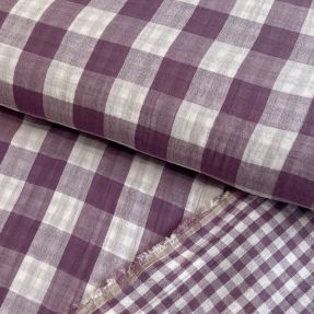 Dvoslojna gaza/muslin Double sided CHECKS MINI grape