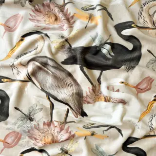 Dekorativna tkanina VELVET Heron bird camel