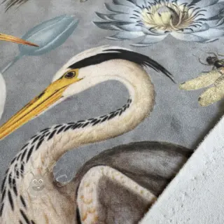 Dekorativna tkanina VELVET Heron bird steel grey