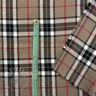 Tartan check camel