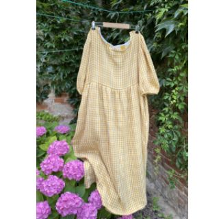 Tetra Tkanina/Muslin Double sided CHECKS MINI ochre