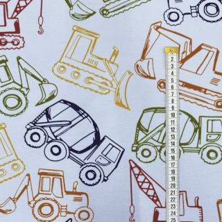 Tkanina za trenirke WORK VEHICLES light blue digital print