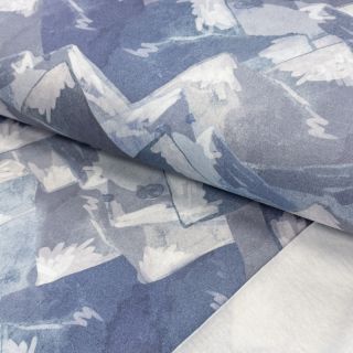 Čupavo trenirko platno MOUNTAINS jeans digital print