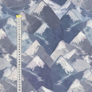 Čupavo trenirko platno MOUNTAINS jeans digital print