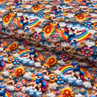 Pletena tkanina Rainbow Love design B digital print