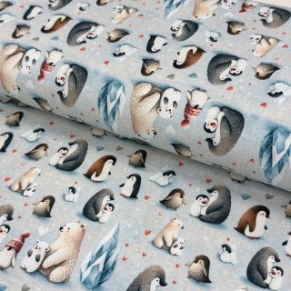 Pletena tkanina Penguins and Bears design G digital print