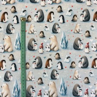 Pletena tkanina Penguins and Bears design G digital print