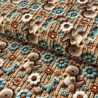 Pletena tkanina 3D Knitted Cuties design A digital print